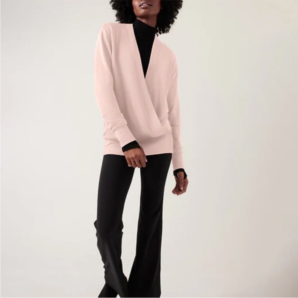 NWT Athleta Athleta Pink Orchid Purana V-
Neck Wrap Sweatshirt